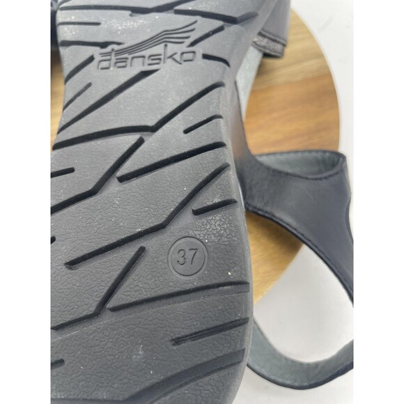 Dansko Blythe Sandals Womens 6.5 Black Leather Slingback Wedge Comfort - Picture 7 of 10